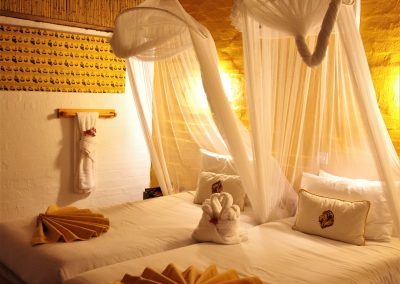 Inside one of the chalets